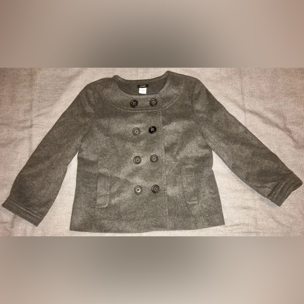 J. Crew Blazer Wool Cashmere Blend Gray Size 6 Lined Button Front CUTE!
